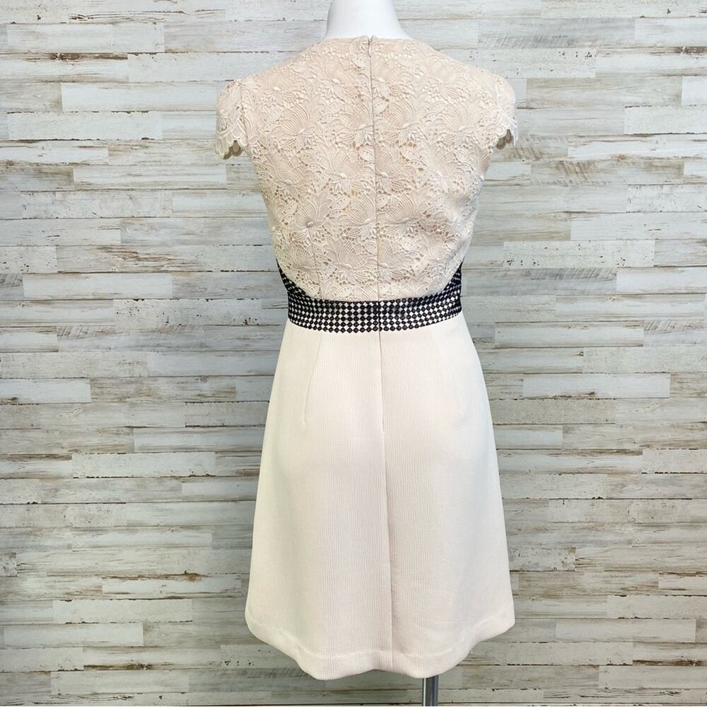 Club Monaco Zulandah Crochet Lace Dress Womens Size 4 Cream Black Textured - Picture 11 of 17